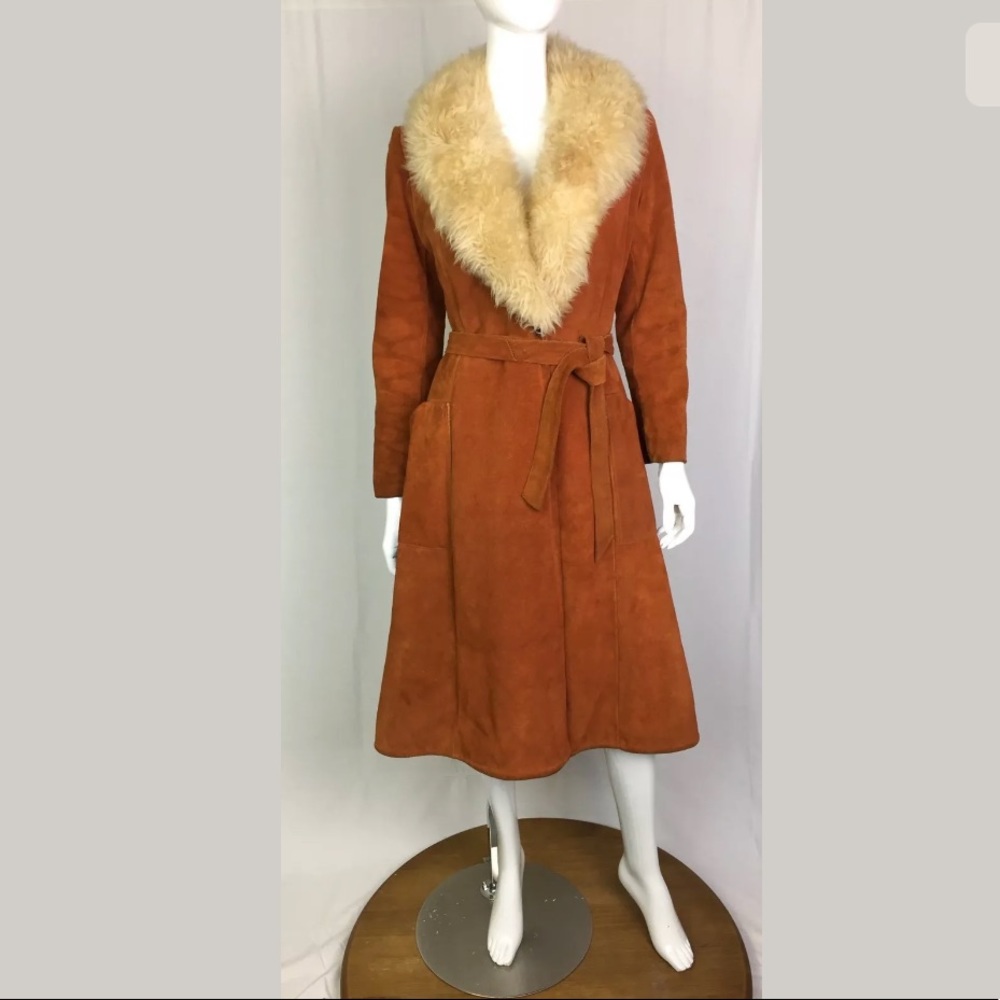 Vintage Suede & Fur Belted Trench Penny Lane Coat
